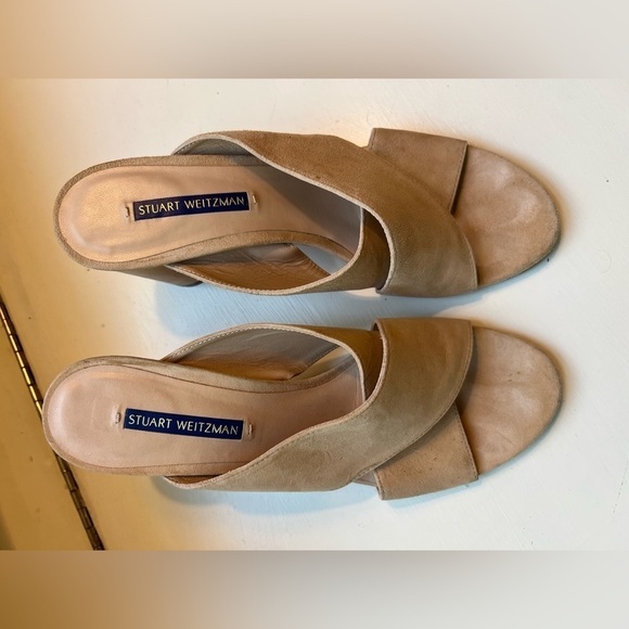 Stuart Weitzman Galene Suede Block Heel Sandals 7.5 - Picture 5 of 11